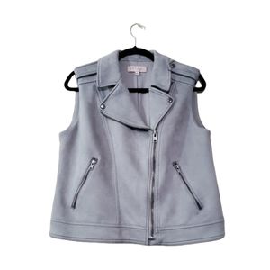 Philosophy Silver Faux Suede Moto Vest
